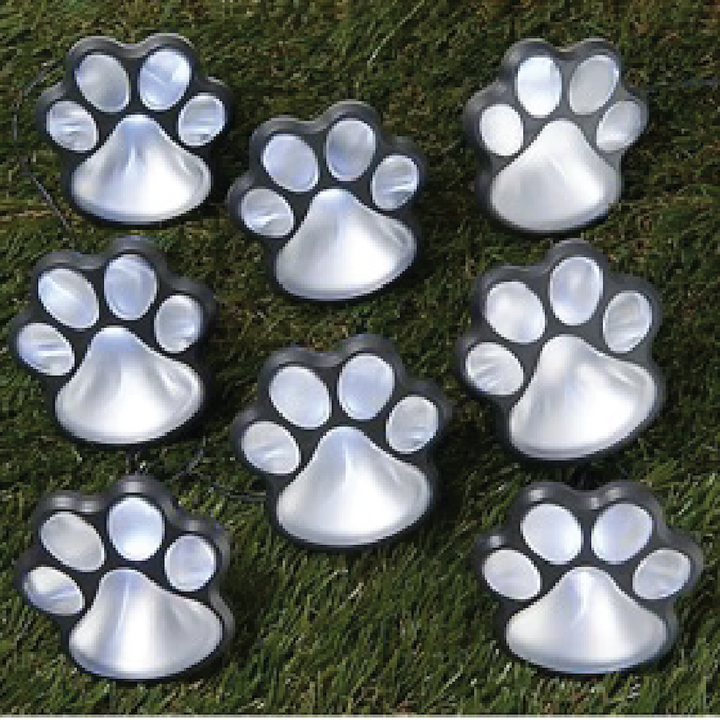 Solar Paw Print Lights - White