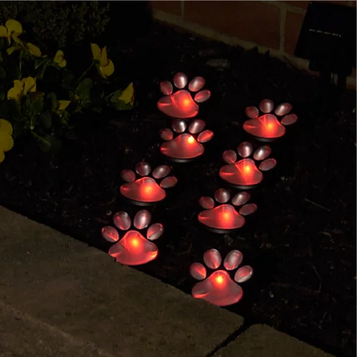 Solar Paw Print Lights - Red