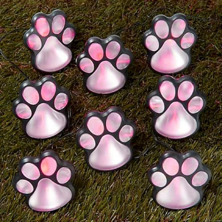 Solar Paw Print Lights - Pink